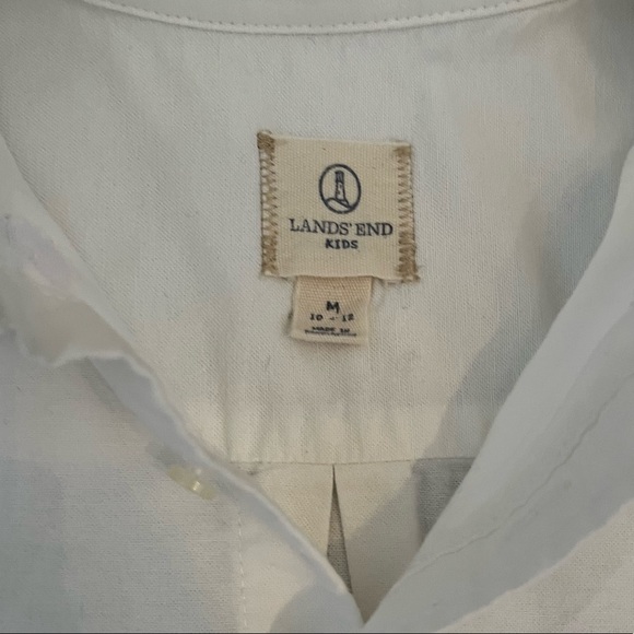 Lands’ End White Dress Shirt Medium 10-12 - Picture 3 of 6